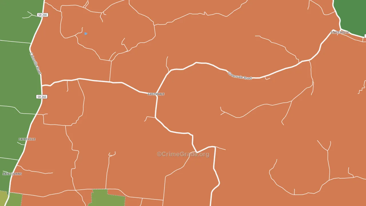 Greenvale, TN Map of Robbery Rates