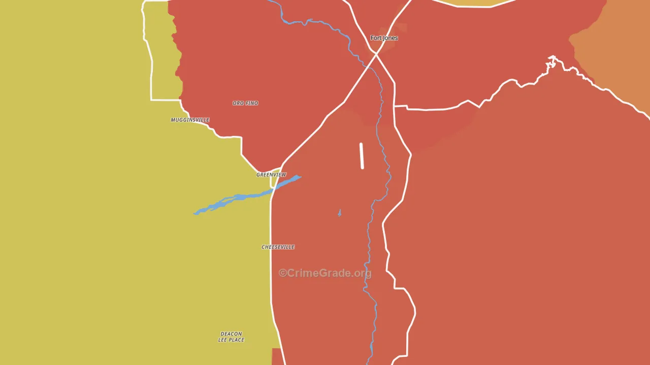 Greenview, CA Map of Robbery Rates