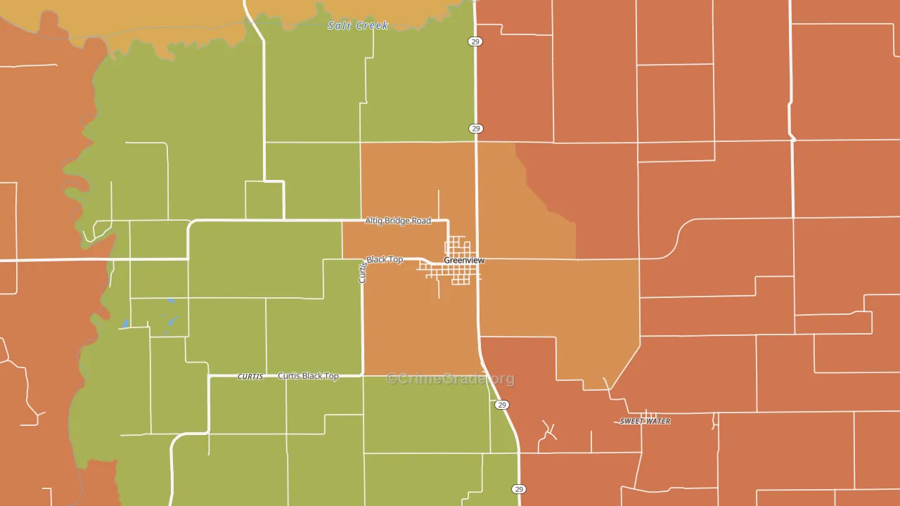 Greenview, IL Map of Robbery Rates