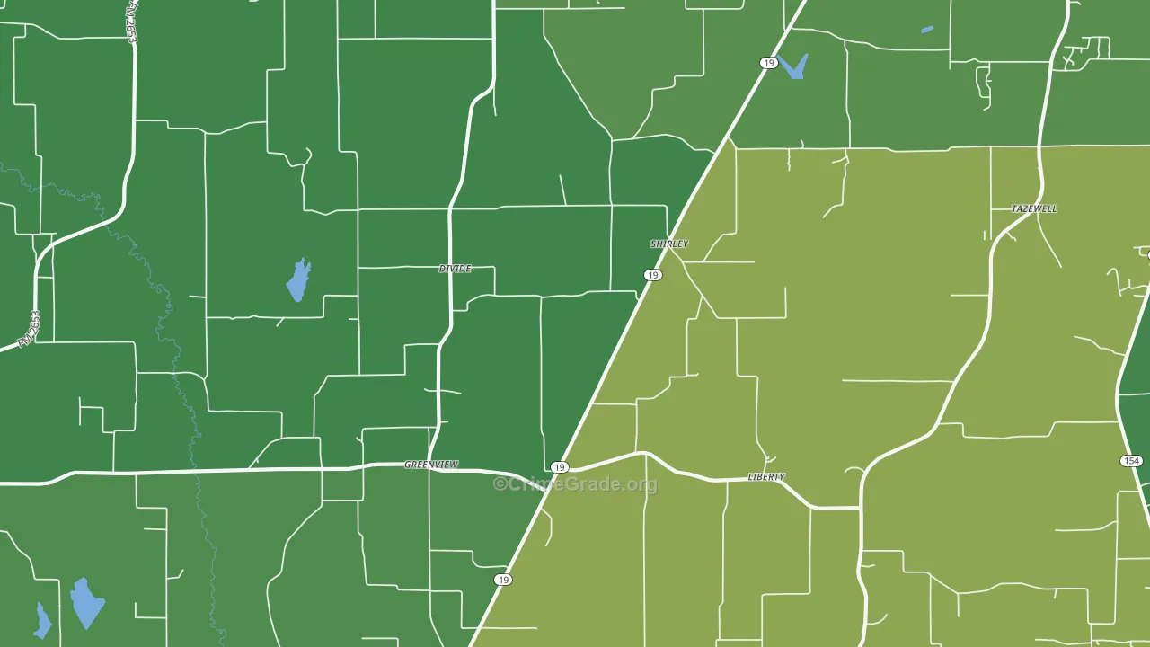 Greenview, TX Map of Robbery Rates