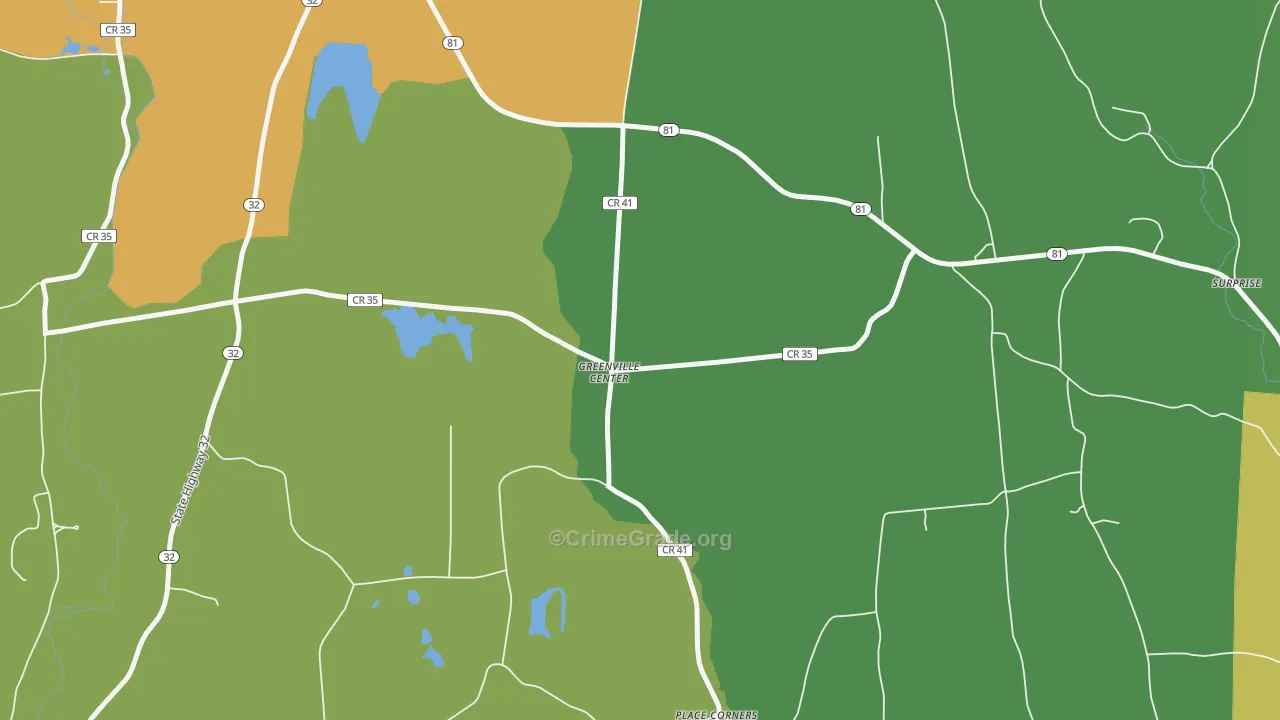 Greenville Center, NY Map of Robbery Rates