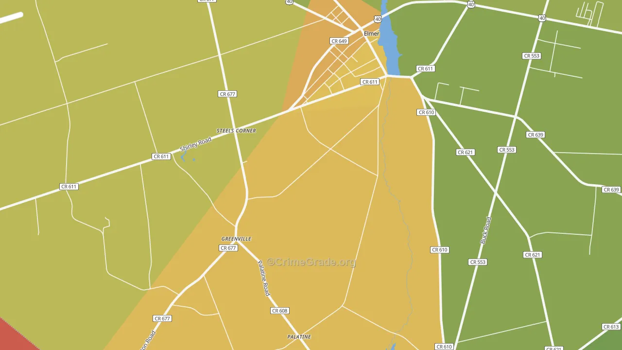 Greenville, NJ Map of Robbery Rates