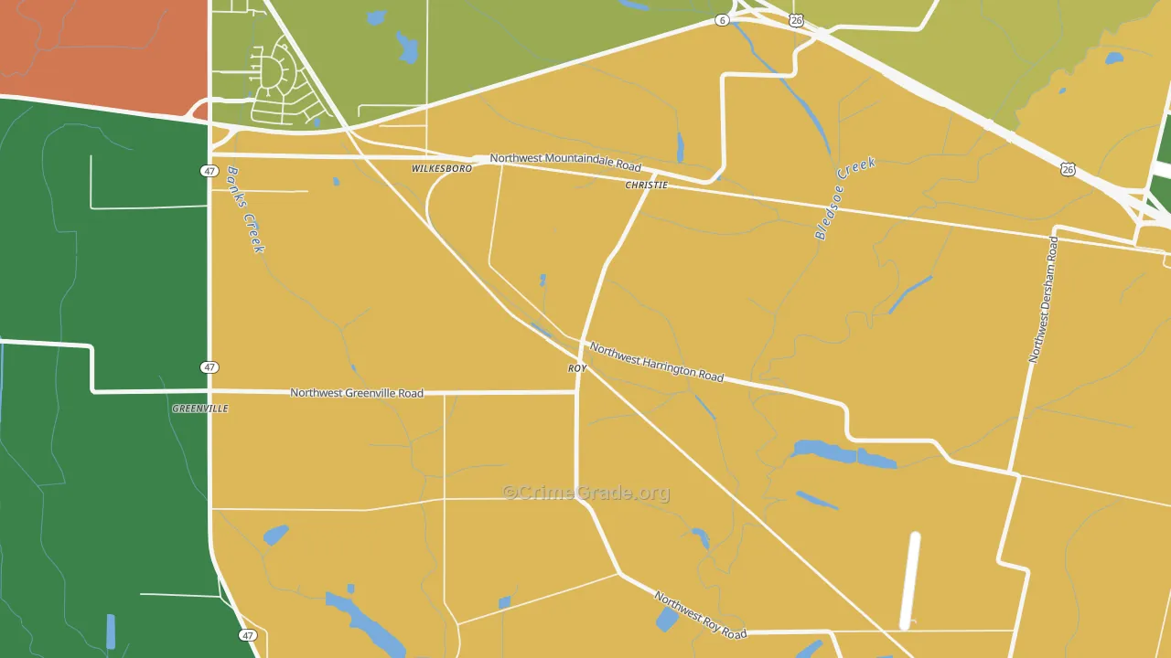 Greenville, OR Map of Robbery Rates