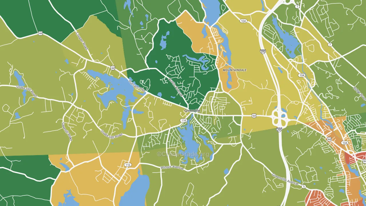 Greenville, RI Map of Robbery Rates