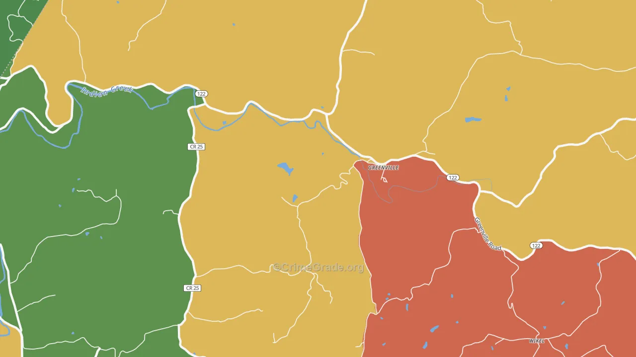 Greenville, WV Map of Robbery Rates