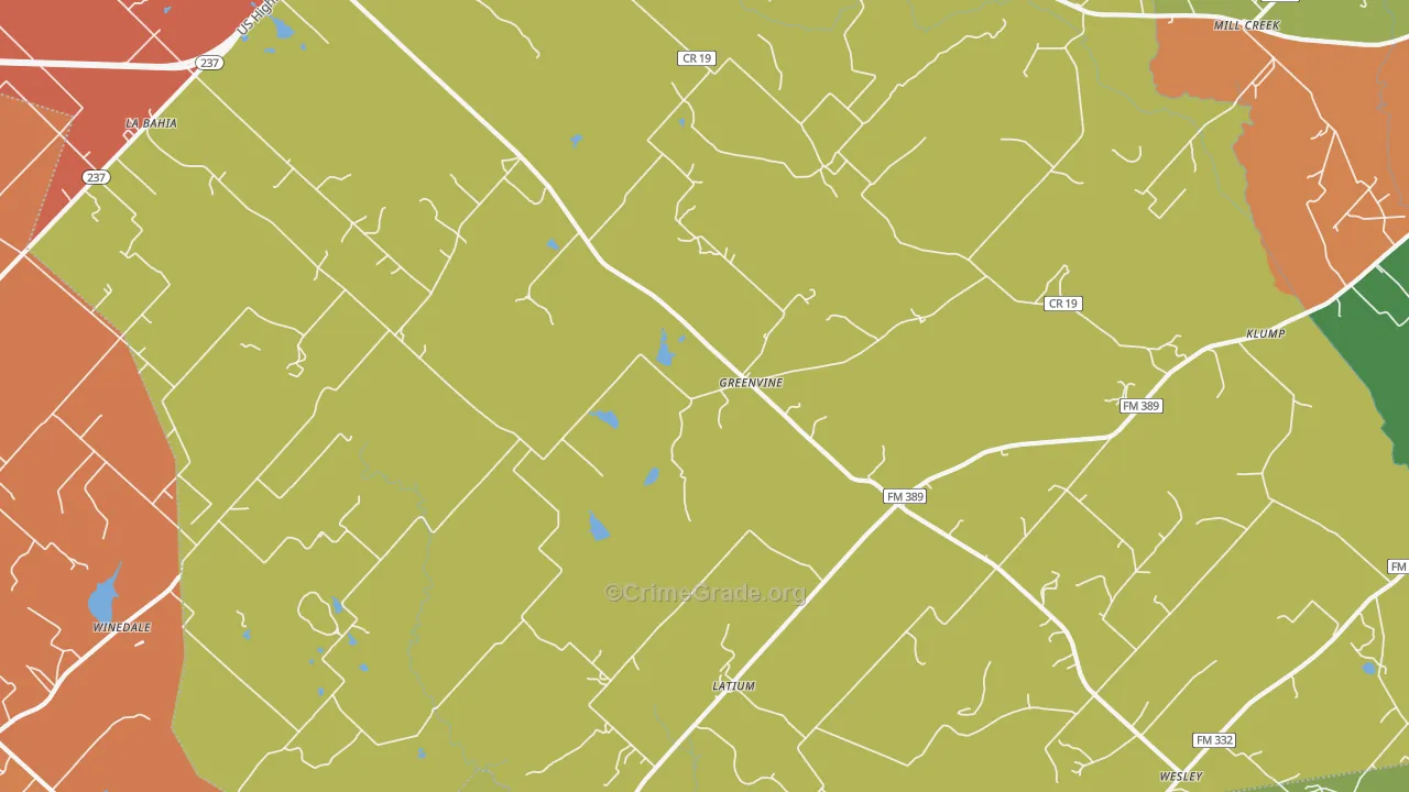 Greenvine, TX Map of Robbery Rates
