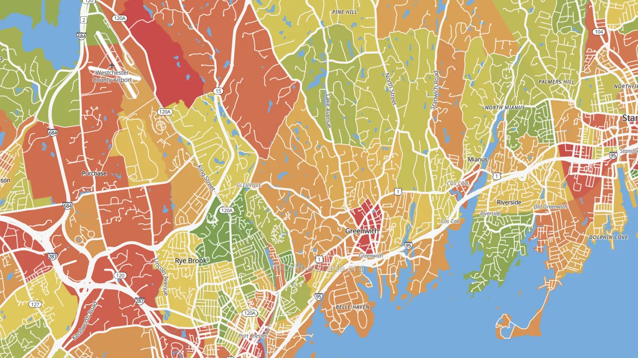 Greenwich, CT Map of Robbery Rates