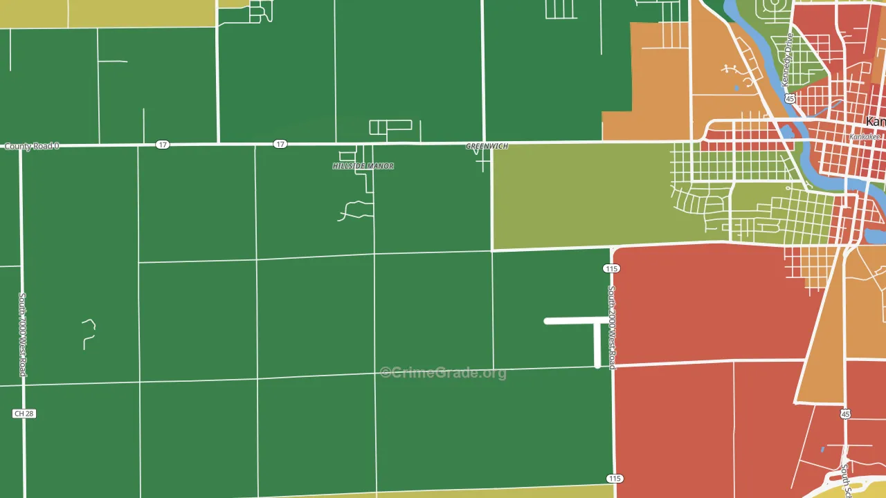 Greenwich, IL Map of Robbery Rates