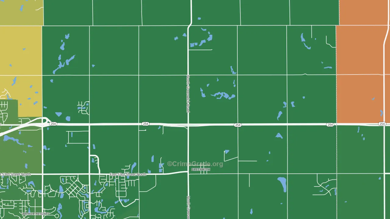 Greenwich, KS Map of Robbery Rates