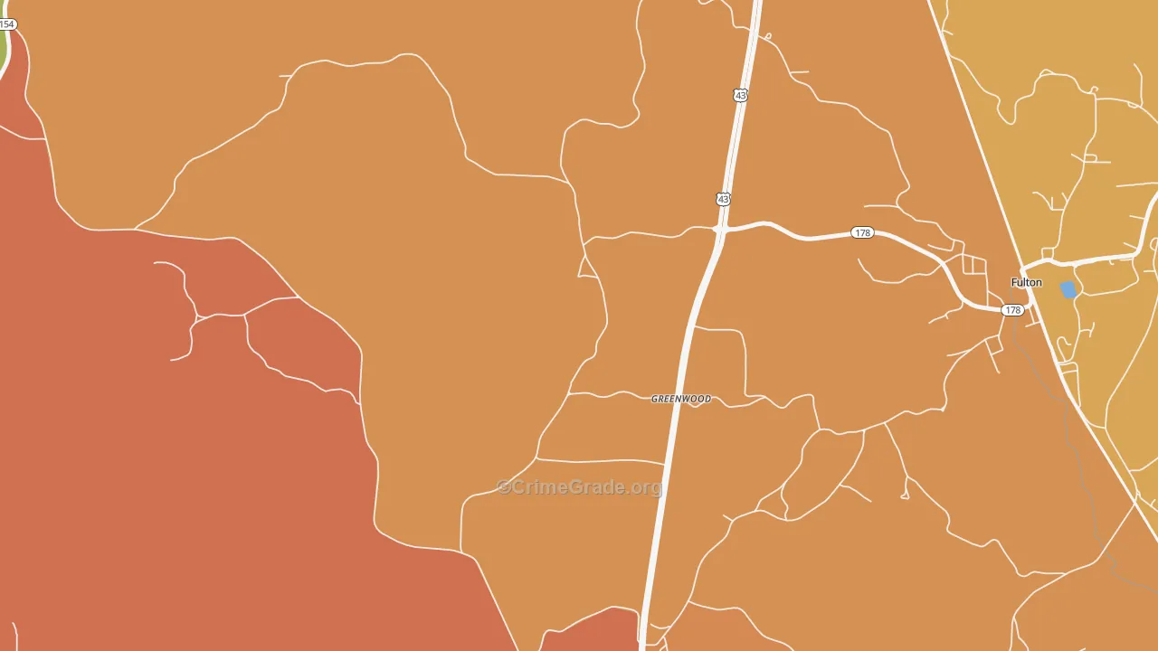 Greenwood, AL Map of Robbery Rates