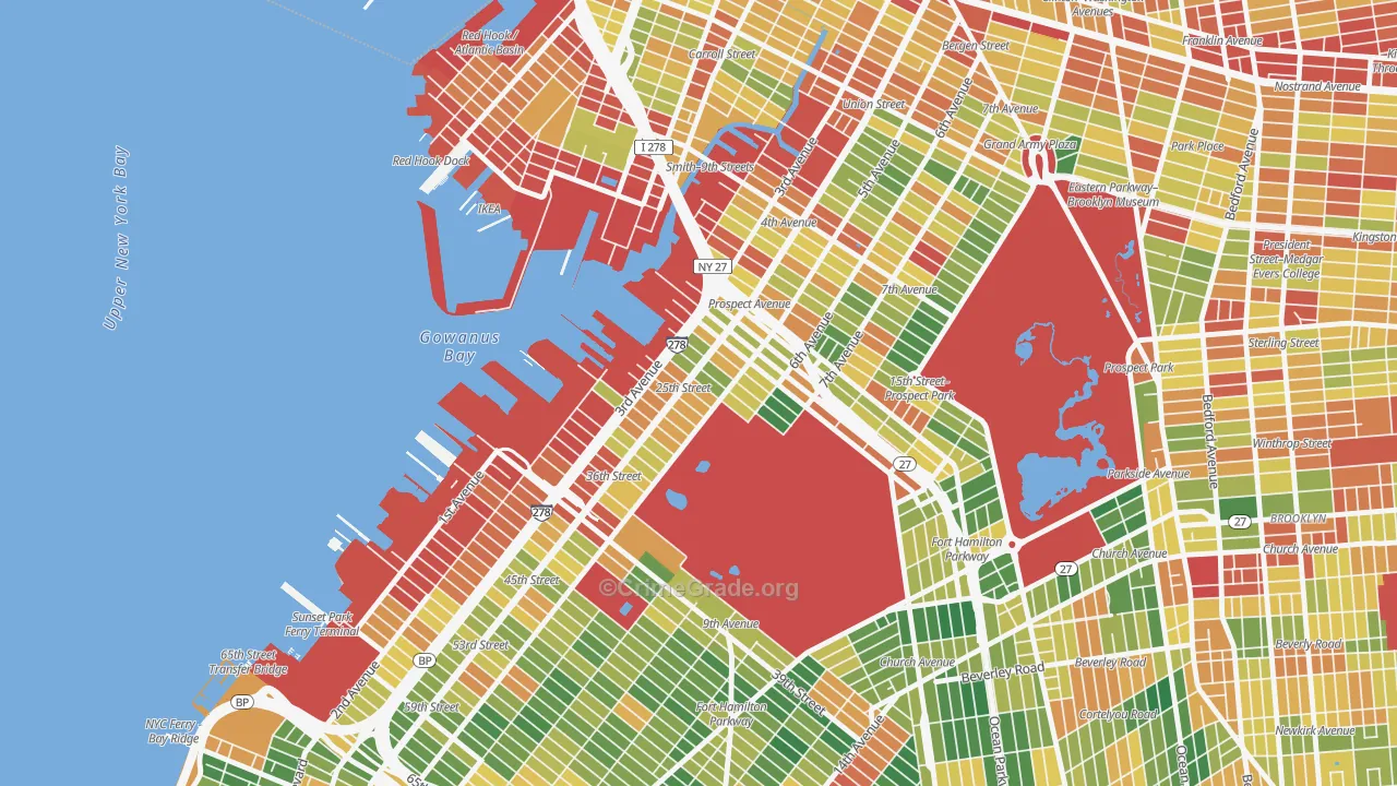 Greenwood, Brooklyn, NY Map of Robbery Rates