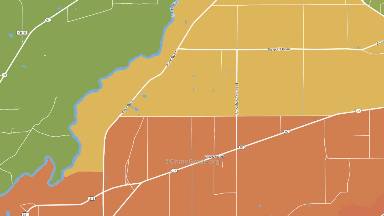 Greenwood, GA Map of Robbery Rates