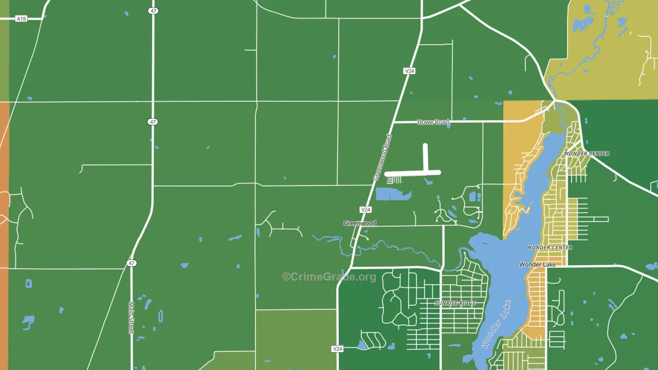 Greenwood, IL Map of Robbery Rates