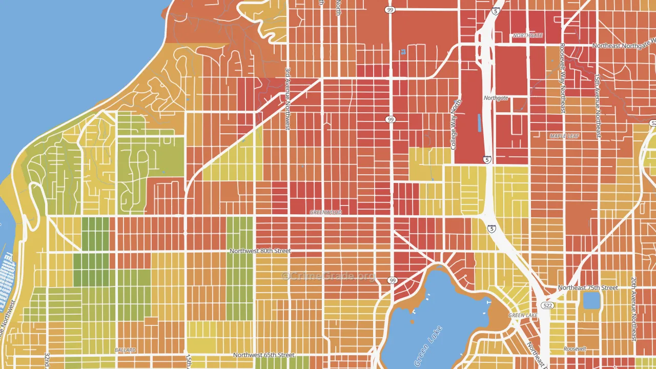 Greenwood, Seattle, WA Map of Robbery Rates