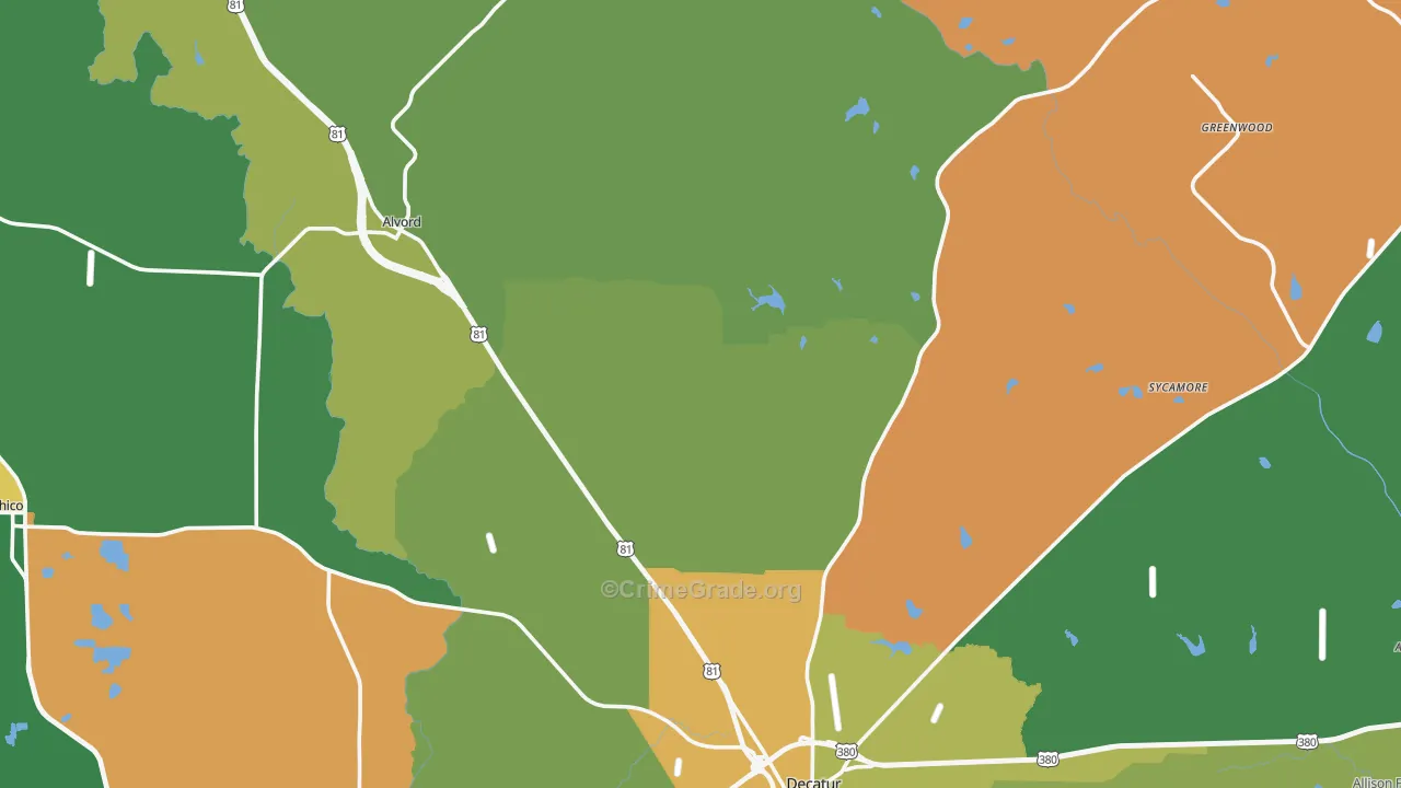 Greenwood, TX Map of Robbery Rates