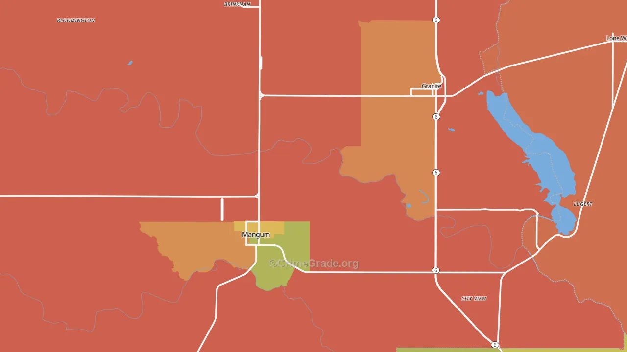 Greer County, OK Map of Robbery Rates