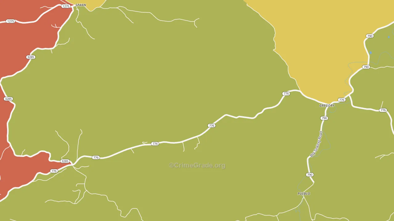 Gregory, KY Map of Robbery Rates