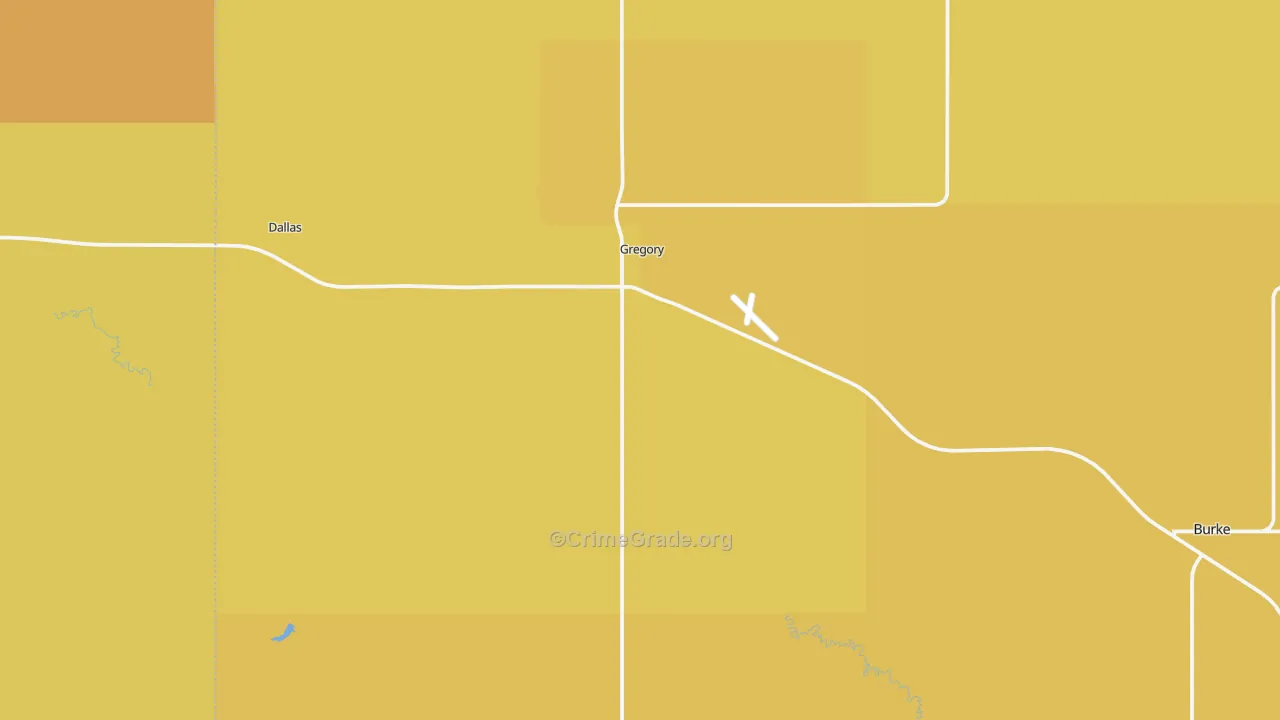 Gregory, SD Map of Robbery Rates