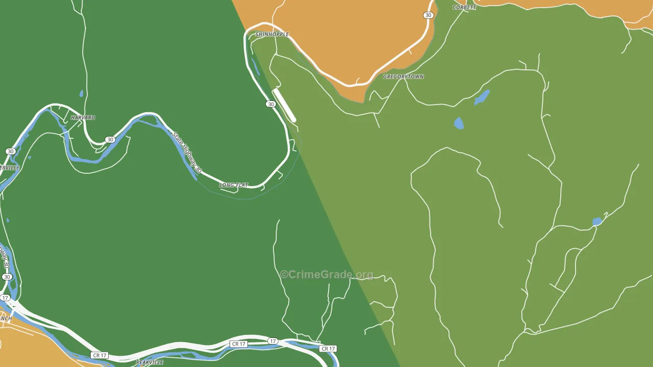 Gregorytown, NY Map of Robbery Rates