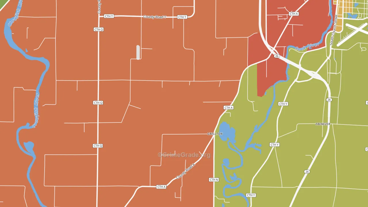Grellton, WI Map of Robbery Rates