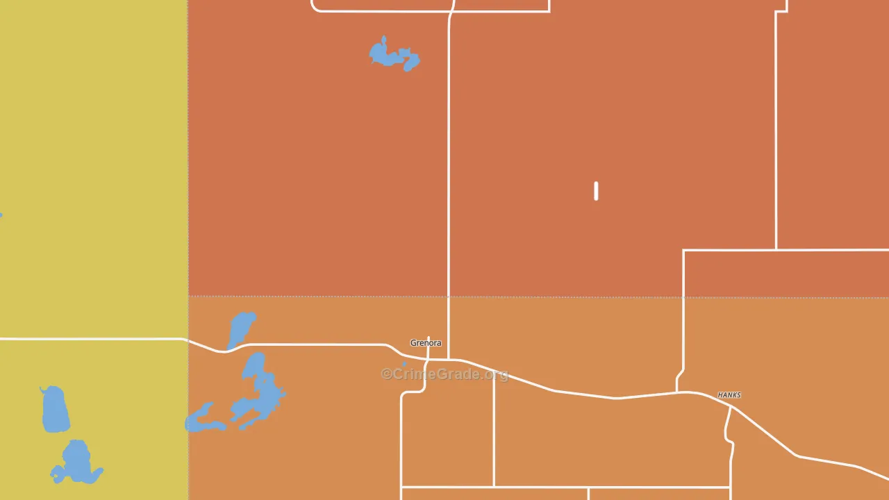 Grenora, ND Map of Robbery Rates