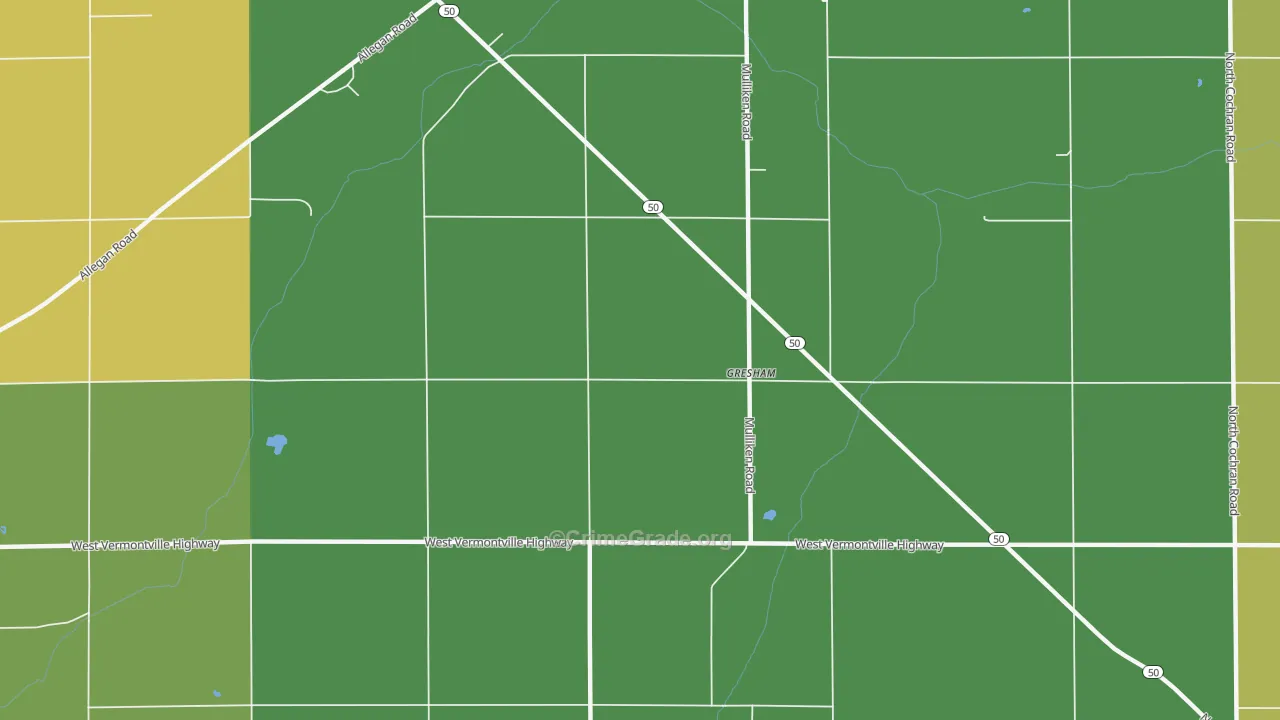 Gresham, MI Map of Robbery Rates