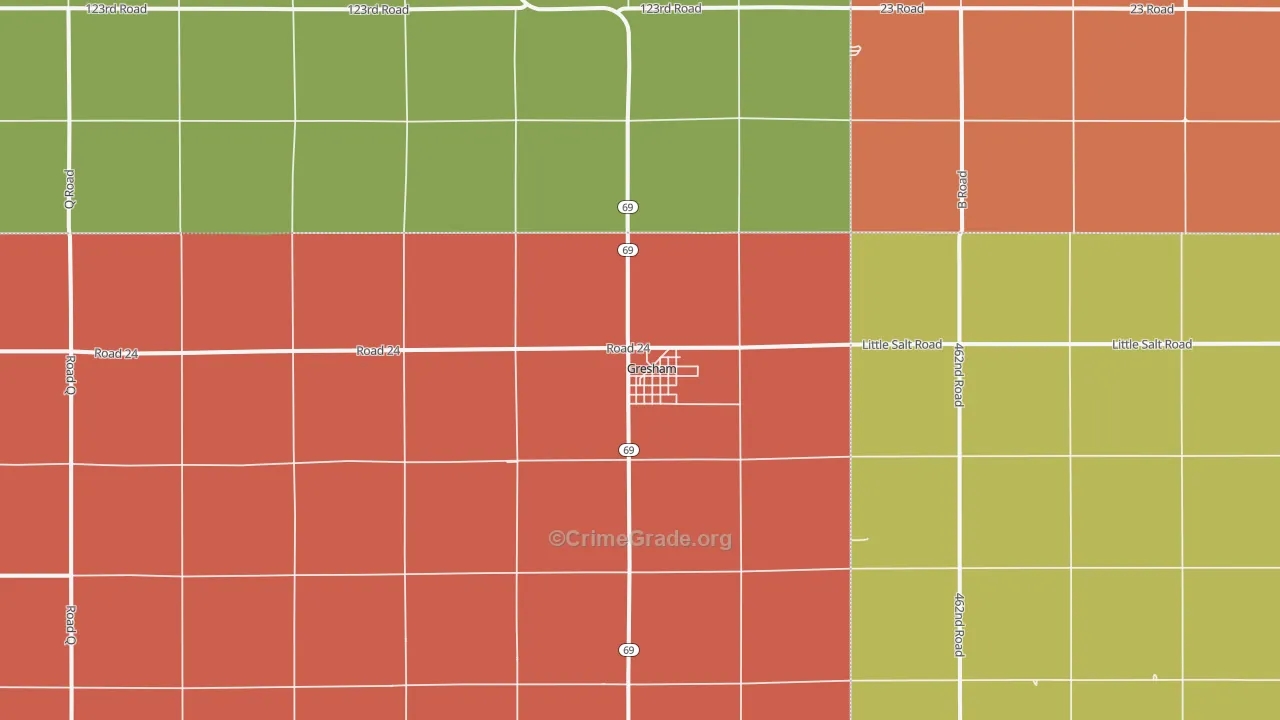 Gresham, NE Map of Robbery Rates
