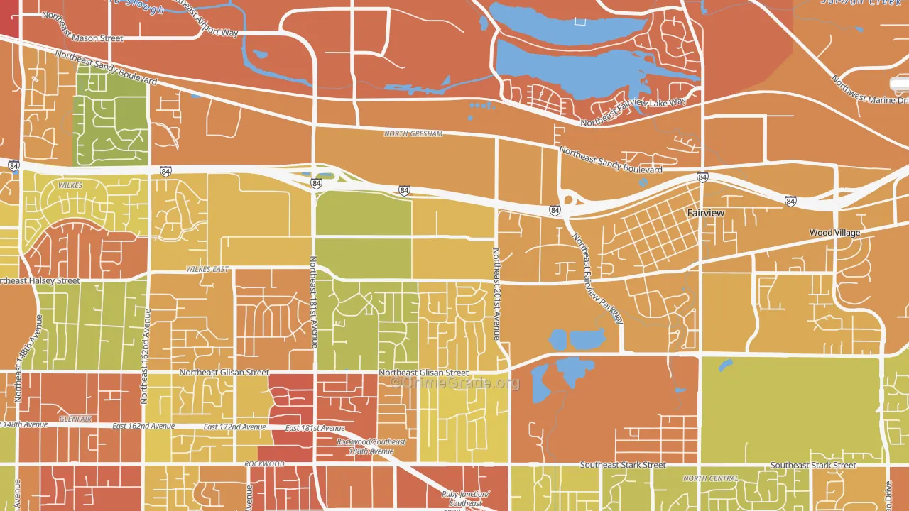 Gresham-North Gresham, Gresham, OR Map of Robbery Rates