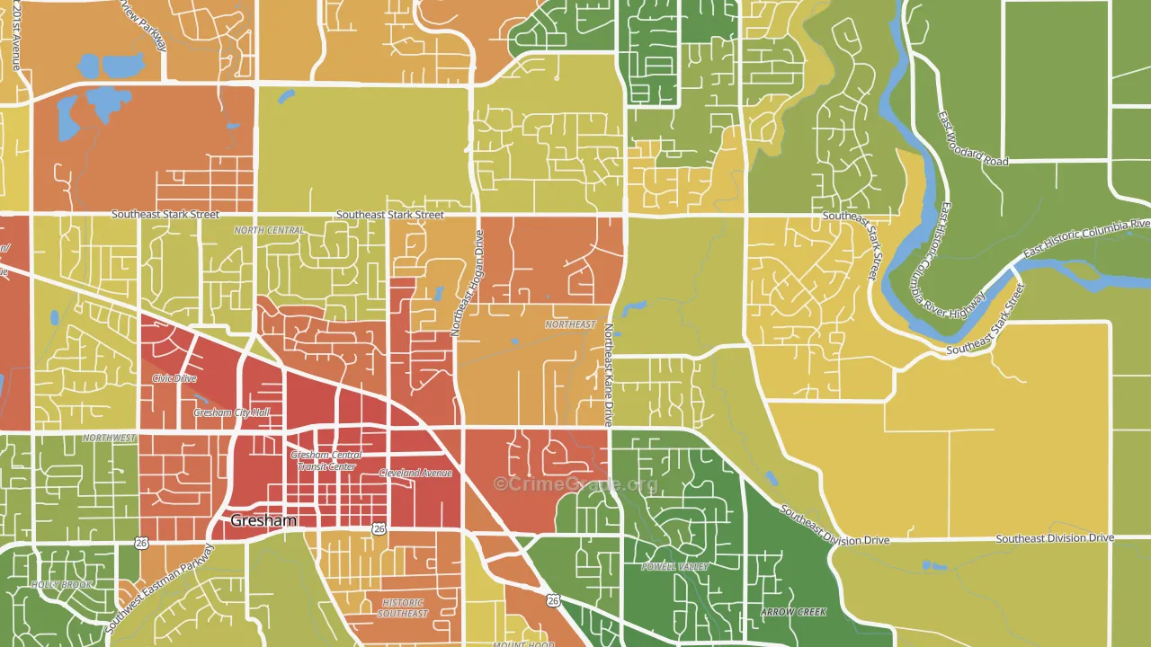 Gresham-Northeast, Gresham, OR Map of Robbery Rates