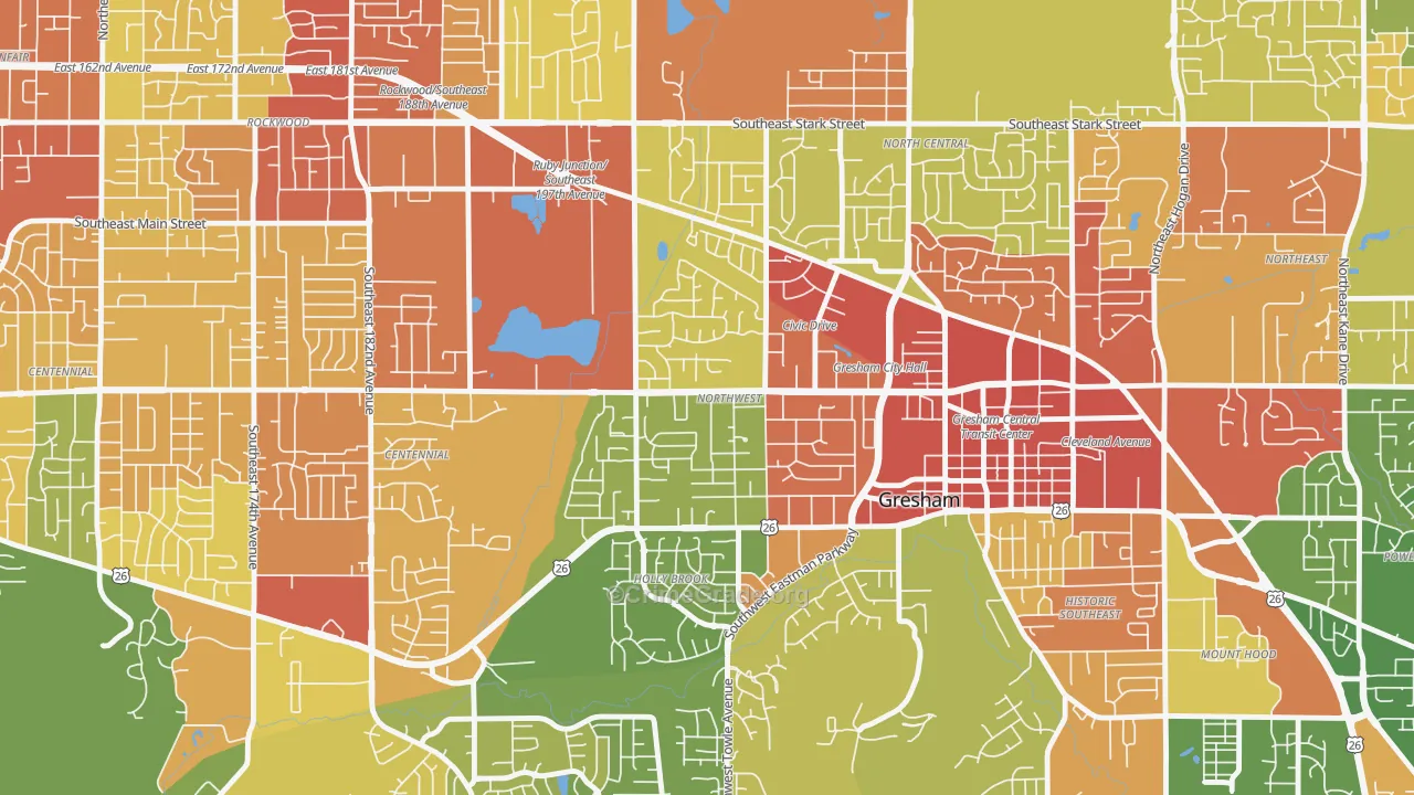 Gresham-Northwest, Gresham, OR Map of Robbery Rates
