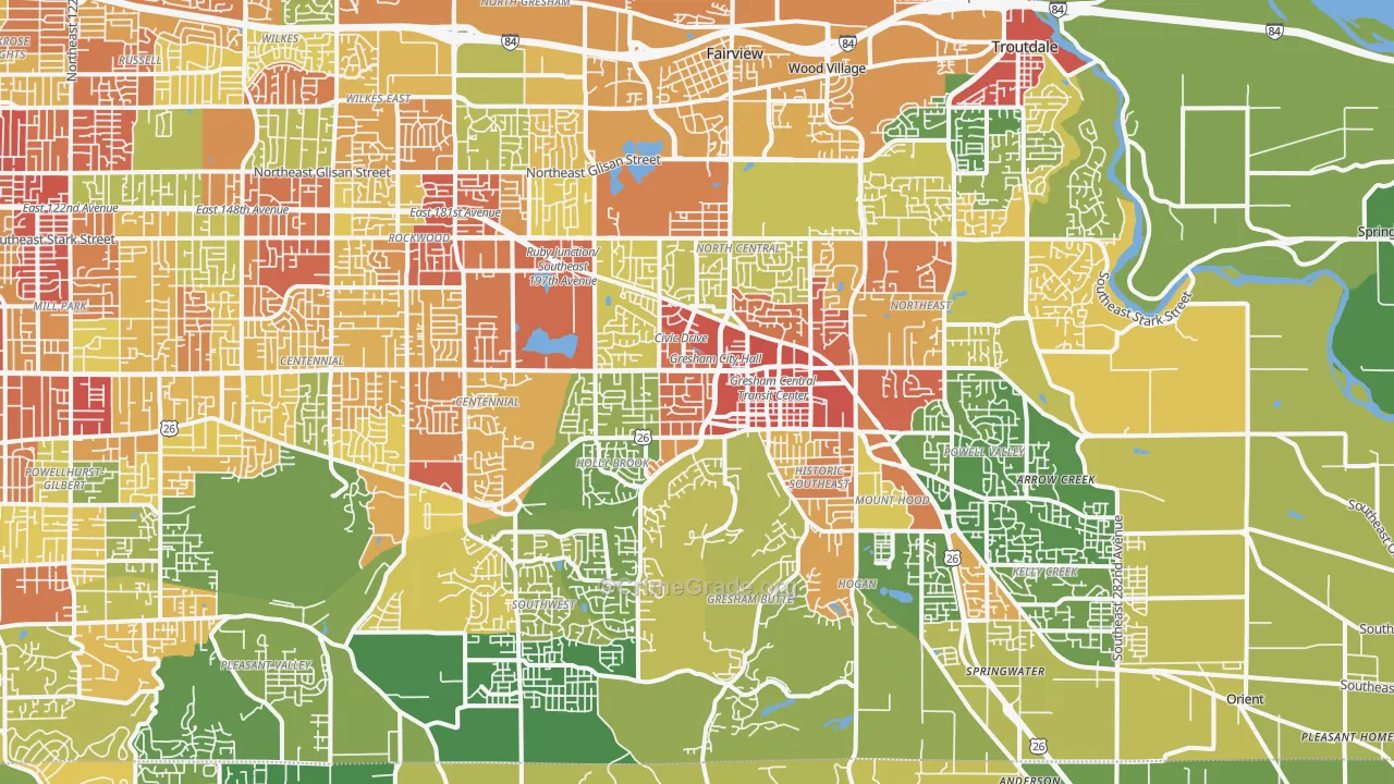 Gresham, OR Map of Robbery Rates
