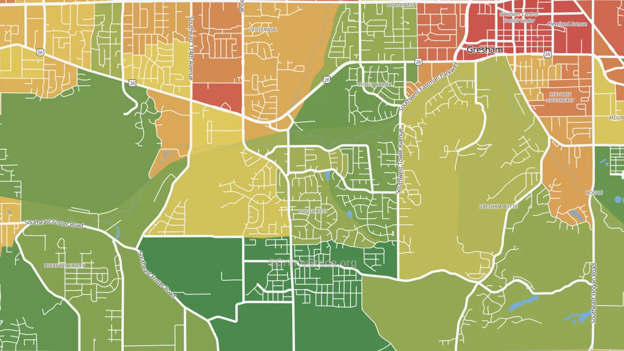 Gresham-Southwest, Gresham, OR Map of Robbery Rates