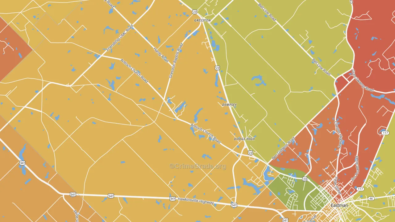 Gresston, GA Map of Robbery Rates