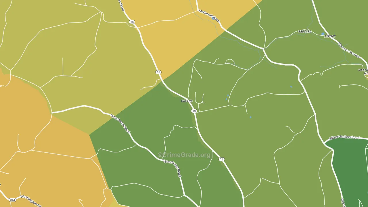 Gretna, PA Map of Robbery Rates
