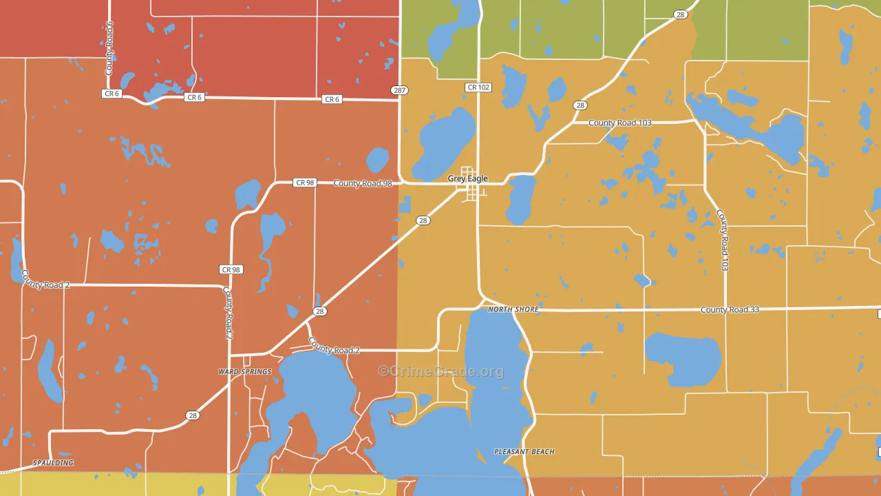 Grey Eagle, MN Map of Robbery Rates