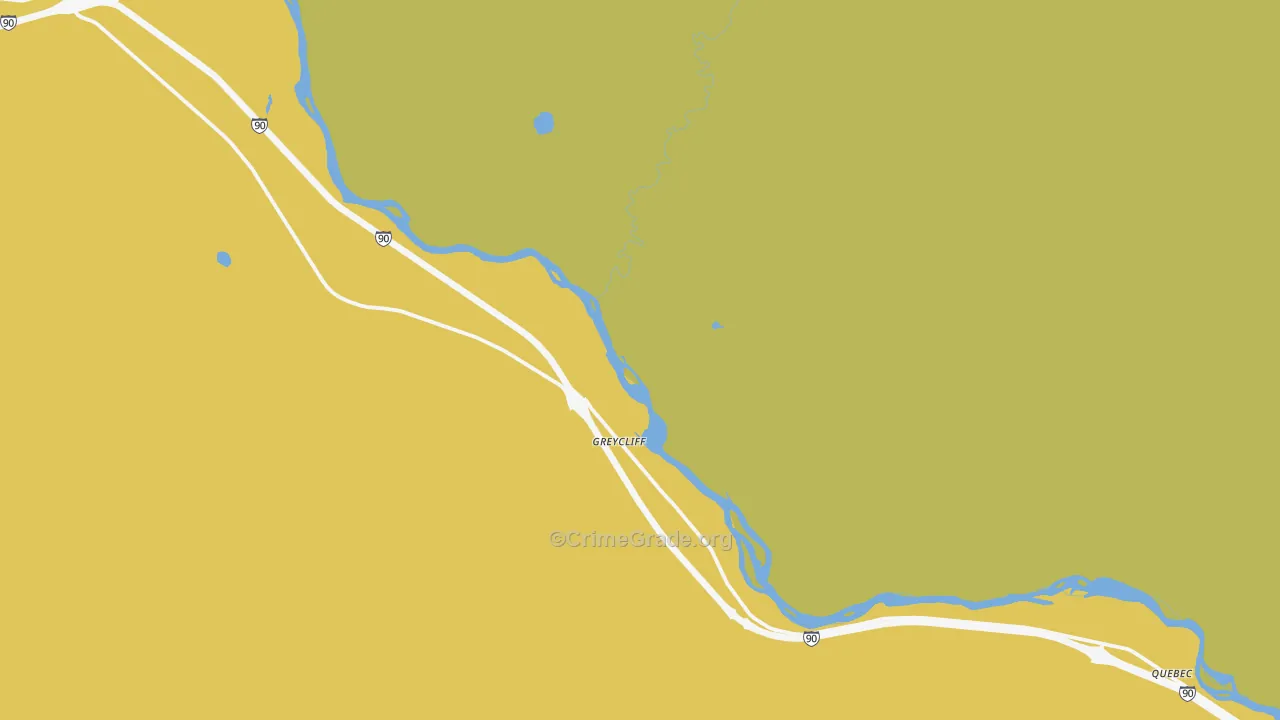 Greycliff, MT Map of Robbery Rates