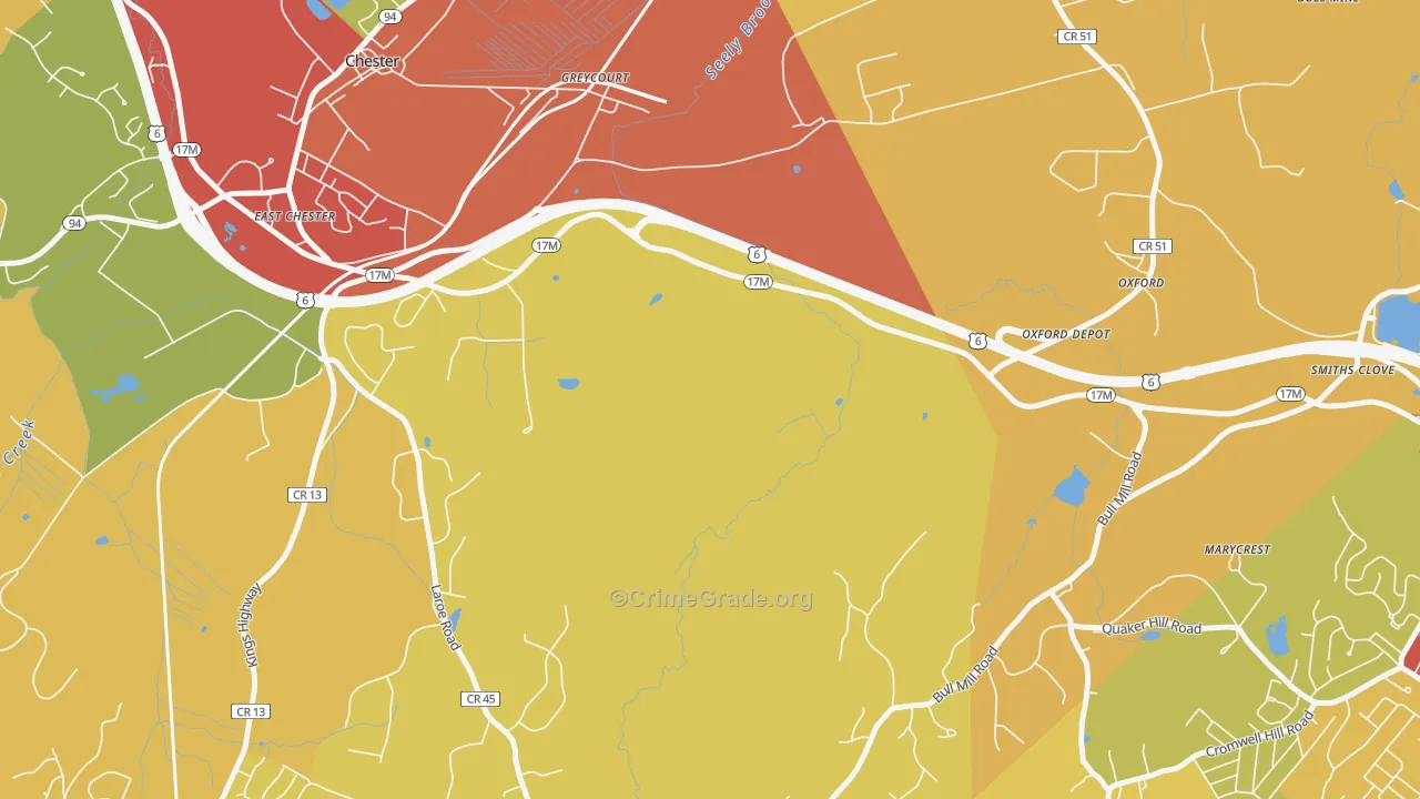 Greycourt, NY Map of Robbery Rates