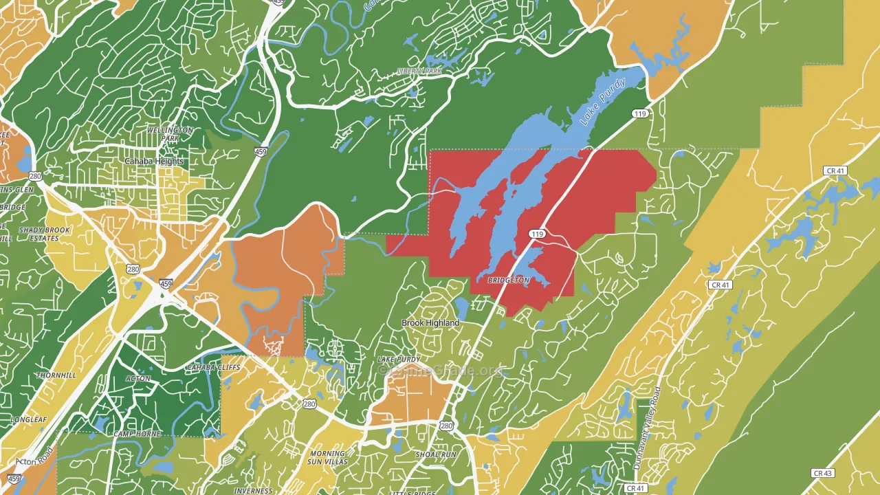 Greystone, Birmingham, AL Map of Robbery Rates