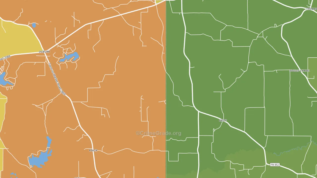 Grice, TX Map of Robbery Rates