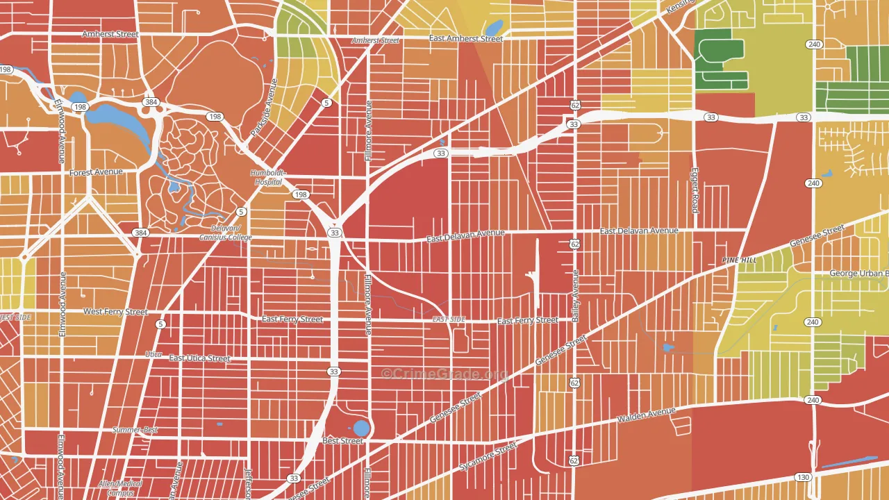 Grider, Buffalo, NY Map of Robbery Rates