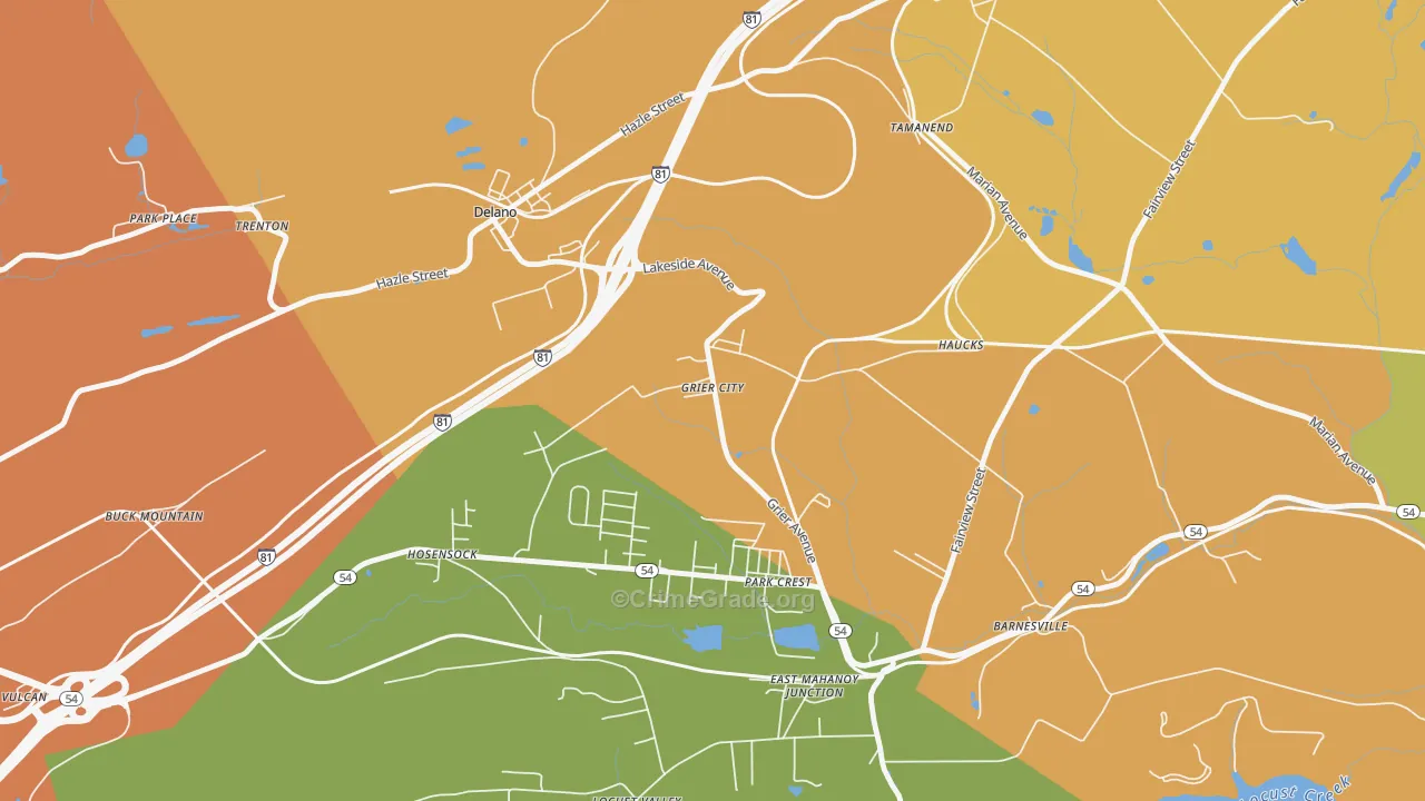 Grier City, PA Map of Robbery Rates