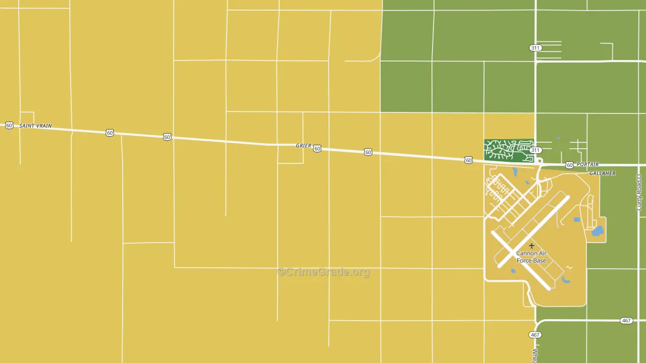 Grier, NM Map of Robbery Rates