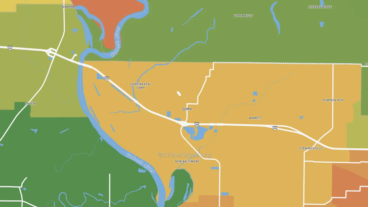 Griffin, IN Map of Robbery Rates