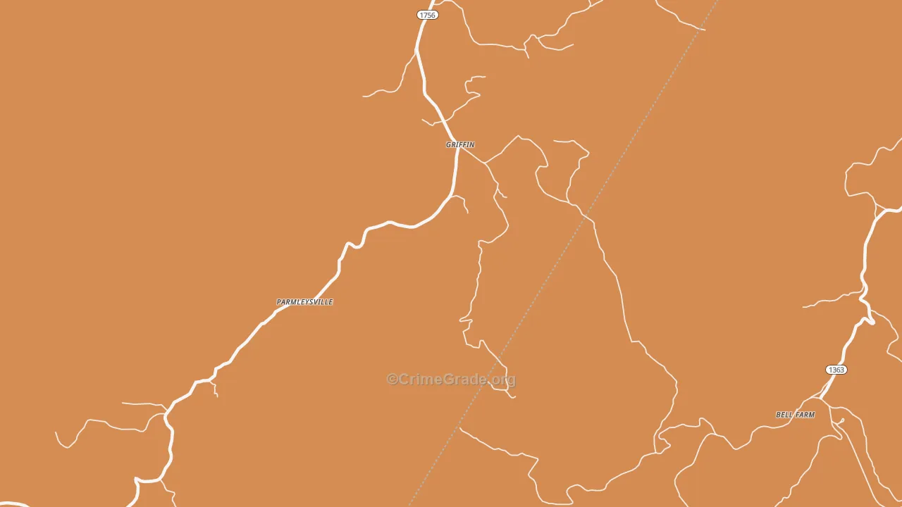 Griffin, KY Map of Robbery Rates