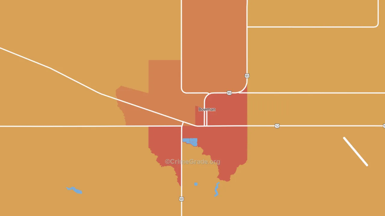 Griffin, ND Map of Robbery Rates