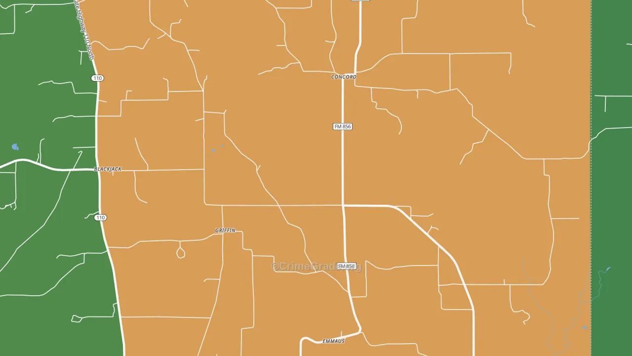 Griffin, TX Map of Robbery Rates
