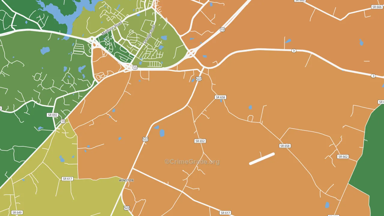 Griffinsburg, VA Map of Robbery Rates
