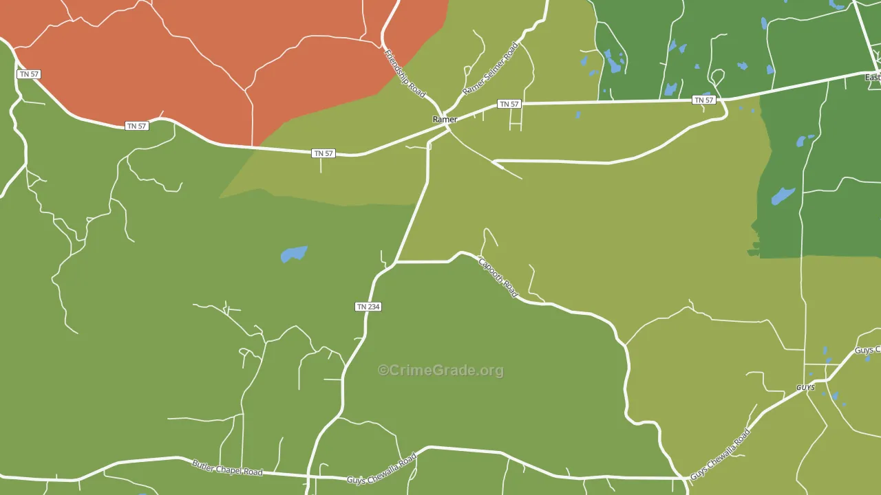 Griffith, TN Map of Robbery Rates