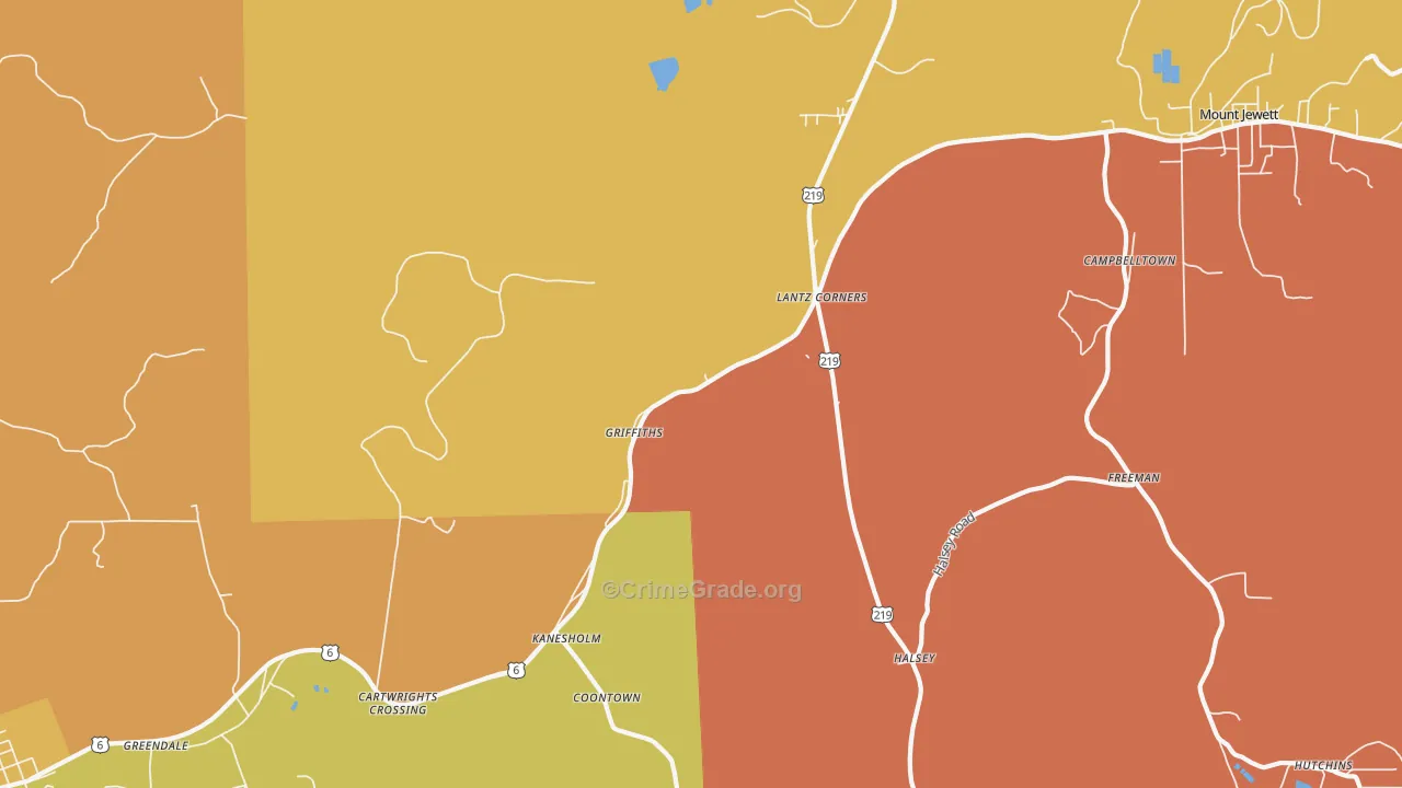 Griffiths, PA Map of Robbery Rates
