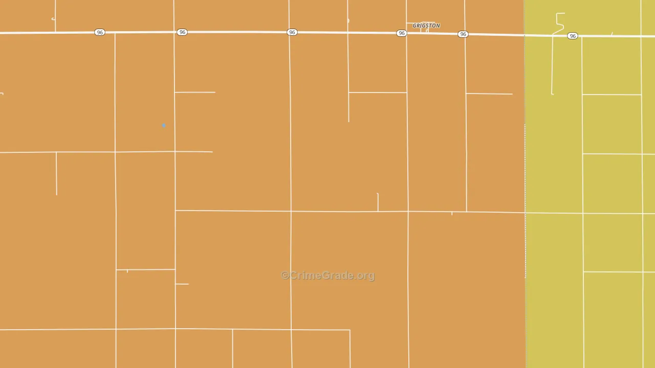 Grigston, KS Map of Robbery Rates